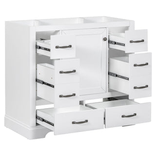 Modern Bathroom Vanity Base Only, 6 Drawer Storage With Adjustable Shelf