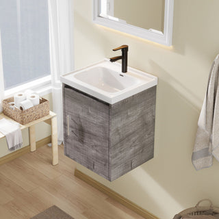 Floating Bathroom Vanity Combo, Wall Mounted Cabinet With Sink & Soft Close Doors For Small Bathrooms