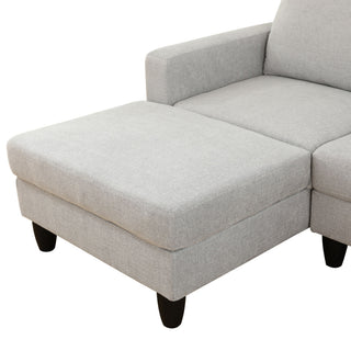 2 Piece L - Shaped Left Chaise Sectional Sofa With Ottoman, Living Room Furniture - White / Gray