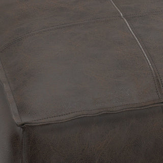Sheffield - Square Pouf - Distressed Dark Brown
