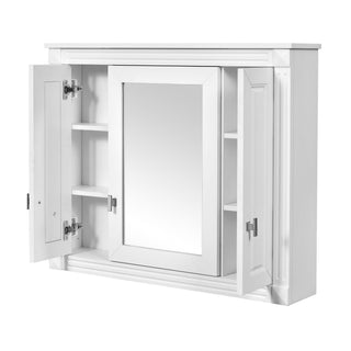 Wall Mounted Bathroom Cabinet With Mirror And 5 Shelves, Rectangular Design