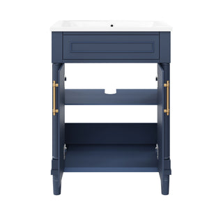 Bathroom Vanity With Integrated Sink, 2 Door Cabinet, Single Sink For Small To Medium Bathrooms