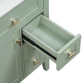 Bathroom Vanity With Sink, 3 Drawers & Cabinet With 2 Tier Door Storage Rack, Soft Close Doors & Drawers