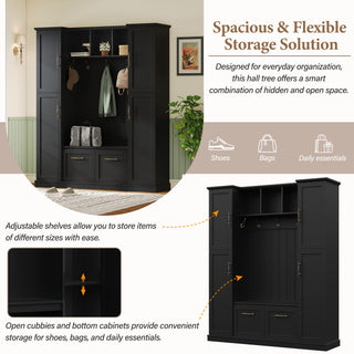 Hall Tree With 4 Side Cabinets