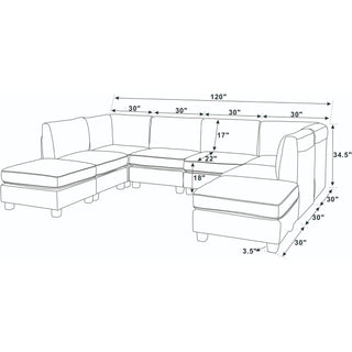 Upholstered Modular Sectional, Customizable Layout, Removable Cushions - Black