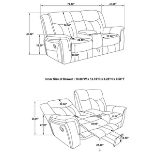 Carmen - Cool Motion Loveseat With Storage, With Reclining Function And Built In Storage - Gray