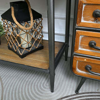 Accent Storage Console Table With Open Shelf And 3 Drawers For Living Room - Natural Wood / Brown