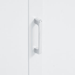 Tall Freestanding Bathroom Storage Cabinet With Adjustable Shelves And Side Hooks
