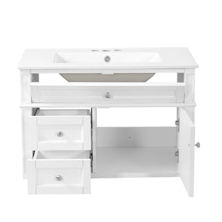 Wall Mounted Bathroom Vanity With 2 Drawers, 1 Tip Out Drawer, 3 Holes Sink