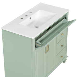 Modern Bathroom Vanity With Sink, 3 Drawers & 2 Doors
