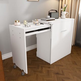 Folding Desk With Mirror And Storage Stol For Bedroom