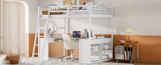 Loft Bed With Drawers, Cabinet, Shelves With Desk
