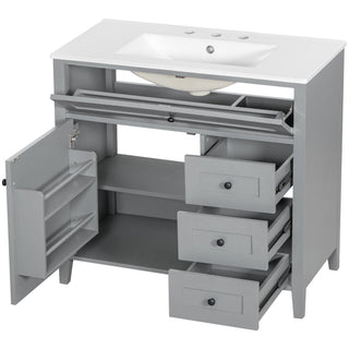 Bathroom Vanity With Sink, Cabinet With 3 Drawers And Adjustable Shelf