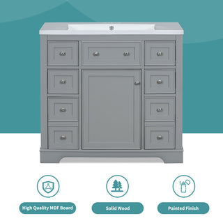 Modern Bathroom Vanity With Sink Combo, 6 Drawers And 1 Cabinet