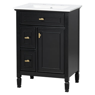 Modern Bathroom Vanity With Sink, Flip Drawer, 2 Drawers, Adjustable Shelf