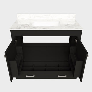 Bathroom Vanity Set, Cabinet With Doors & Drawers, Single Faucet Hole - Black