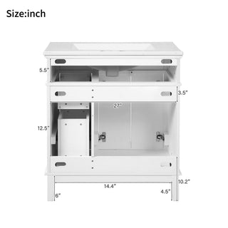 Modern Bathroom Vanity With Sink, Storage Cabinet, Soft Close Doors, Deep & Standard Drawers