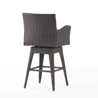 Outdoor Modern Rattan Swivel Barstool With Tapered Legs - Beige / Multibrown