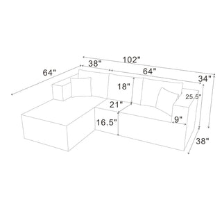 L - Shape Full Compressed Upholstered Sectional