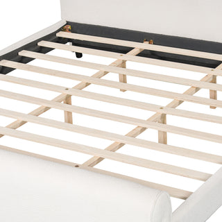 Luxury Upholstered Bed Frame With Curved Headboard & Footboard