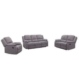 3 Piece Reclining Sofa Set With 150° Deep Recline, 3 Seat Couch, Loveseat & Single Recliner - Gray