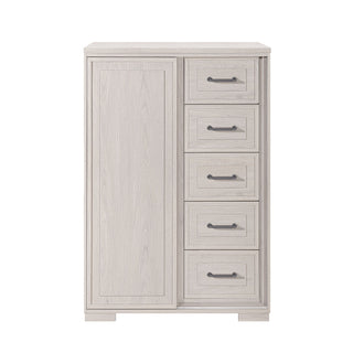 Ciara - King 5 Piece Bedroom Set With LED Lighting, Clean Lines And Upholstered Mirror - Beige