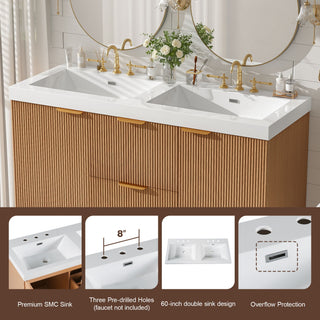 Modern Wall Mounted Bathroom Vanity, Soft Close Doors