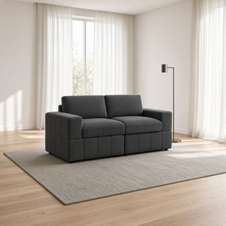 Oversized Modular Loveseat, 2 Piece Living Room Sofa Set - Dark Gray