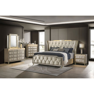 Mika - 8 Drawer LED Dresser With Mirror - Ivory