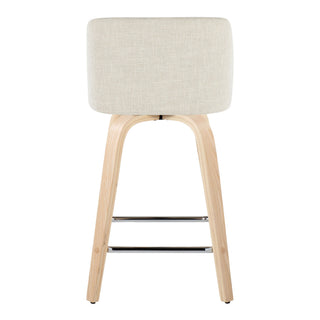 Toriano - Contemporary Fixed Height Counter Stool Swivel With Square Footrest (Set of 2)