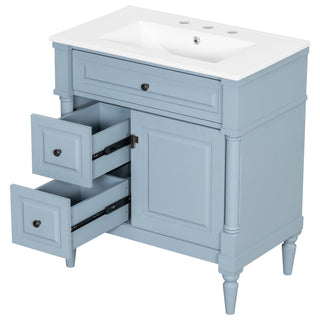 Modern Bathroom Vanity With Sink, Freestanding Cabinet With Flip Drawer & Adjustable Shelf