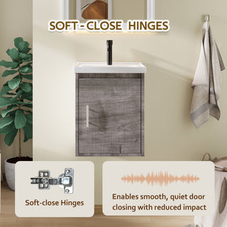Floating Bathroom Vanity Combo, Wall Mounted Cabinet With Sink & Soft Close Doors For Small Bathrooms