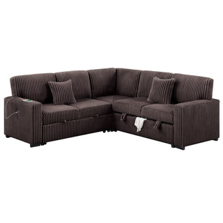 Convertible Sectional Upholstered Sleeper Sofa With Storage Chaise