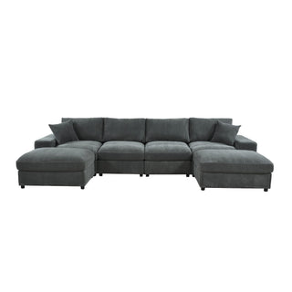 Sectional Sofa With 2 Ottomans And Toss Pillows