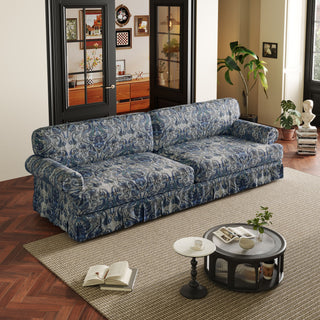 Luxuriously Comfortable Cloud Couch Sofa With Elegant Rolled Arms & Pleated Skirt Design