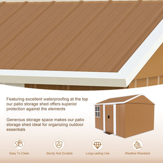 Heavy Duty Metal Storage Shed With Windows And Lockable Door, Weatherproof Outdoor Garden Shed