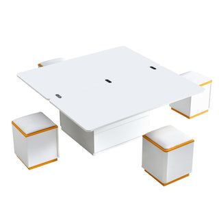 Lift Top Coffee Table With 4 Storage Stools