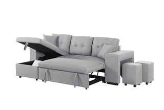 Daniel - Upholstered Reversible Sectional With Pull Out Loveseat - Light Gray