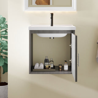 Floating Bathroom Vanity Combo, Wall Mounted Cabinet With Sink & Soft Close Doors For Small Bathrooms