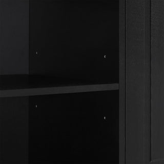 Modern Tall Storage Cabinet With Adjustable Shelves, Flip-Out Basket & Enclosed Doors
