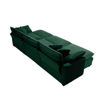 Modern Modular Cushion Sofa With Ottoman, Low Back, Deep Seating Sofa Set