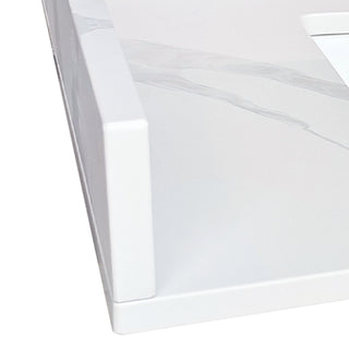 Side Splash With Backsplash For Bathroom Vanity Top - White