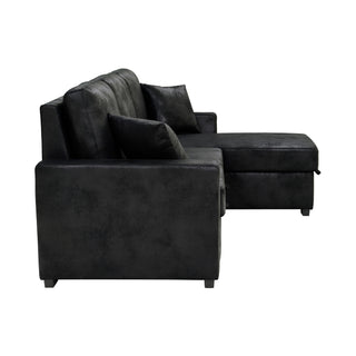 Upholstered Sectional With Pull-Out Bed And Chaise Storage