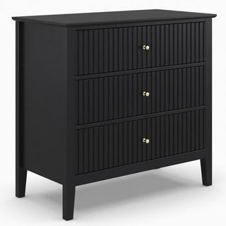 Fluted 3 Drawer Nightstand With Soft Close Slides