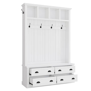 Hall Tree With 4 Drawers, Coat Rack With 6 Hooks