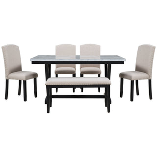 6 Piece Dining Set With V - Legs - White