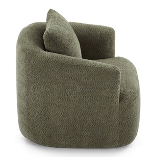 360° Swivel Barrel Sofa Chair With Throw Pillow, Upholstered Accent Chair