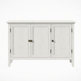 3 Door Buffet Cabinet With Adjustable Shelves - Matte White / Grayish