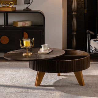 Round Retro Coffee With Solid Wood Legs