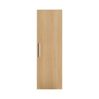 Tall Floating Bathroom Side Cabinet, Wall Mounted Single Door Storage - Light Oak